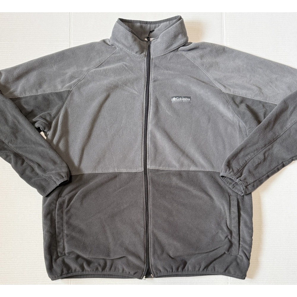 COLUMBIA - Men's Fleece Jacket - Gray Colorblock Full Zip - Size XXL 2XL